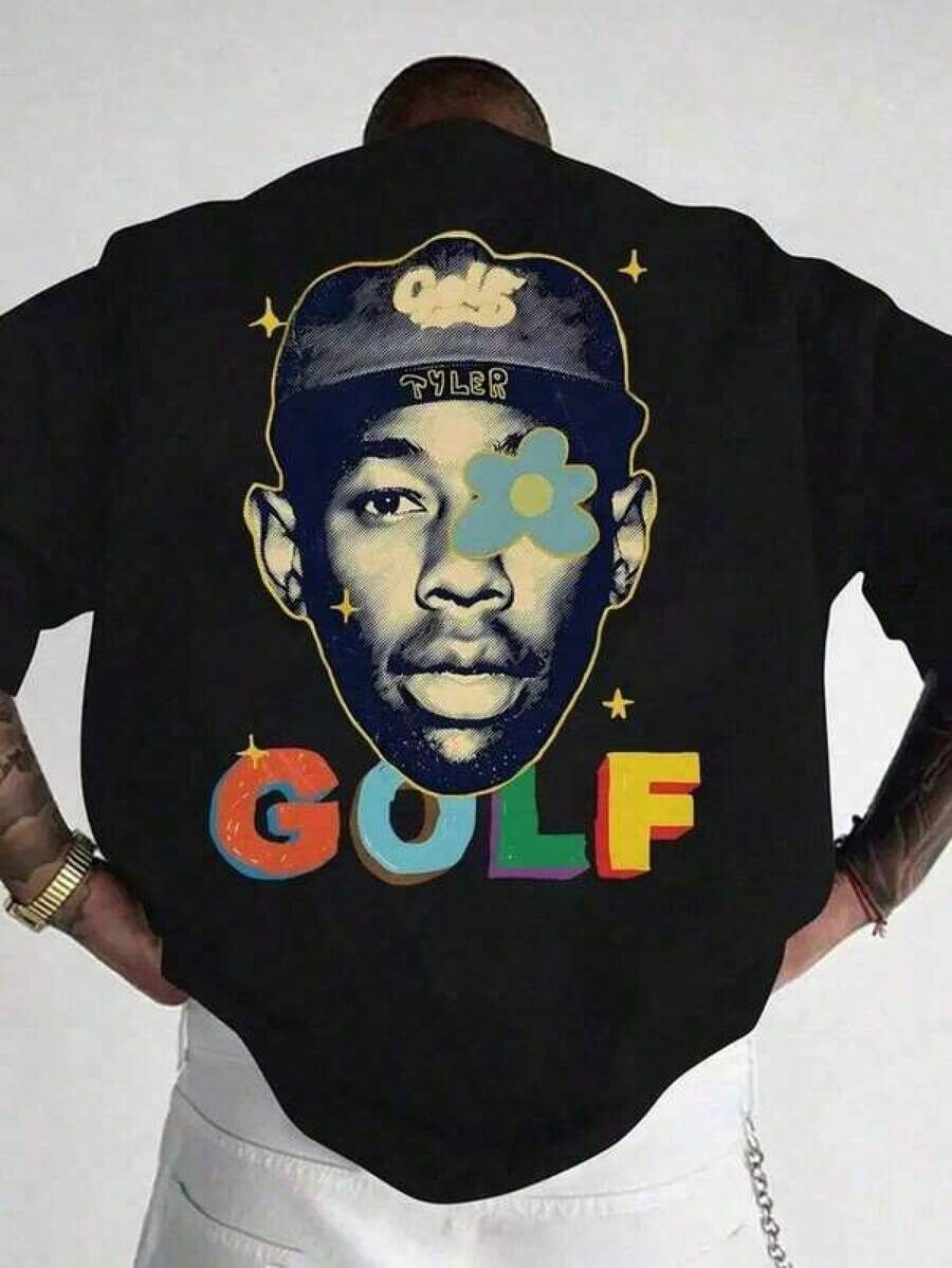 Camiseta de manga corta con estampado GOS TYLER para hombres con diseño de gorra, camiseta de libertad, disfraces de Halloween para hombres, Navidad, camiseta divertida, camiseta gráfica, vintage, Y2K - Negro - Ver 1