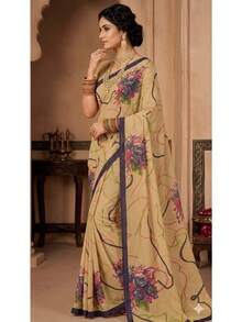 Estationeryhouse Printed Georgette With Saree With Blouse Piece - Blue - View 2