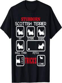 Camisetas unisex de manga corta de algodón puro, con estampado de terrier escocés. - Negro - Ver 1