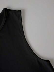 Blusa sin mangas de talla grande con estampado floral vintage, estilo casual de verano - Negro - Ver 3