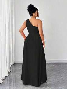 Vestido de mujer de talla grande con volantes, tirantes de espagueti y unicolor, adecuado para volver al colegio, graduación, San Valentín, festival de música, Día de la Madre, Halloween, Acción de Gracias, Pascua, Baile de graduación, cita, tempo - Negro - Ver 2