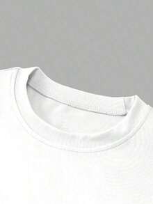 Camiseta casual de manga corta y cuello redondo ajustada para mujer, color café - Blanco - Ver 4