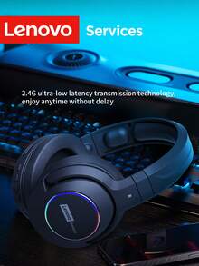 Lenovo 联想E10无线游戏耳机，支持蓝牙5.4、2.4G和Type-C三模连接，RGB低延迟，带ENC降噪麦克风，适用于PC、笔记本电脑、PS5和手机。 - 查看 2