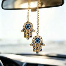 1pc Evil Eye Hanging Car Accessory, Palm Shaped Rearview Mirror Pendant, Luxury Car Interior Decoration - Devil's Hand - View 11