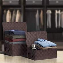 Sorbus Set of 3 Storage Baskets for Organizing with Lid Mesh Hand-Woven Design Linen Closet Organizers and Storage Organizer Storage Baskets for Shelves Variety Pack Organizers and Storage - Marrn - Ver 3