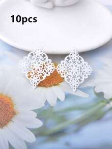 10pcs Square Charms, Geometric Shape Pendants, Connectors, Women Earring Jewelry Hanging Accessories - AB4277 - View 9