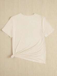 Women's Casual Short-Sleeved Slim-Fit T-Shirt, Summer, Leisure And Comfortable, Round Neck, "Smile Through The Pain" And Bear Print, Fashionable Garment - 風格 - 查看 2