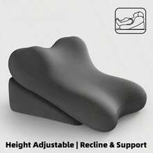 Nursing Backrest Cushion, Memory Foam Backrest Cushion, Two-Piece Adjustable Bed Wedge Pillow, Comfortable Reading Support Pillow, Multi-Functional Lumbar Support, And Non-Slip Lifting Mat. - Black - View 1