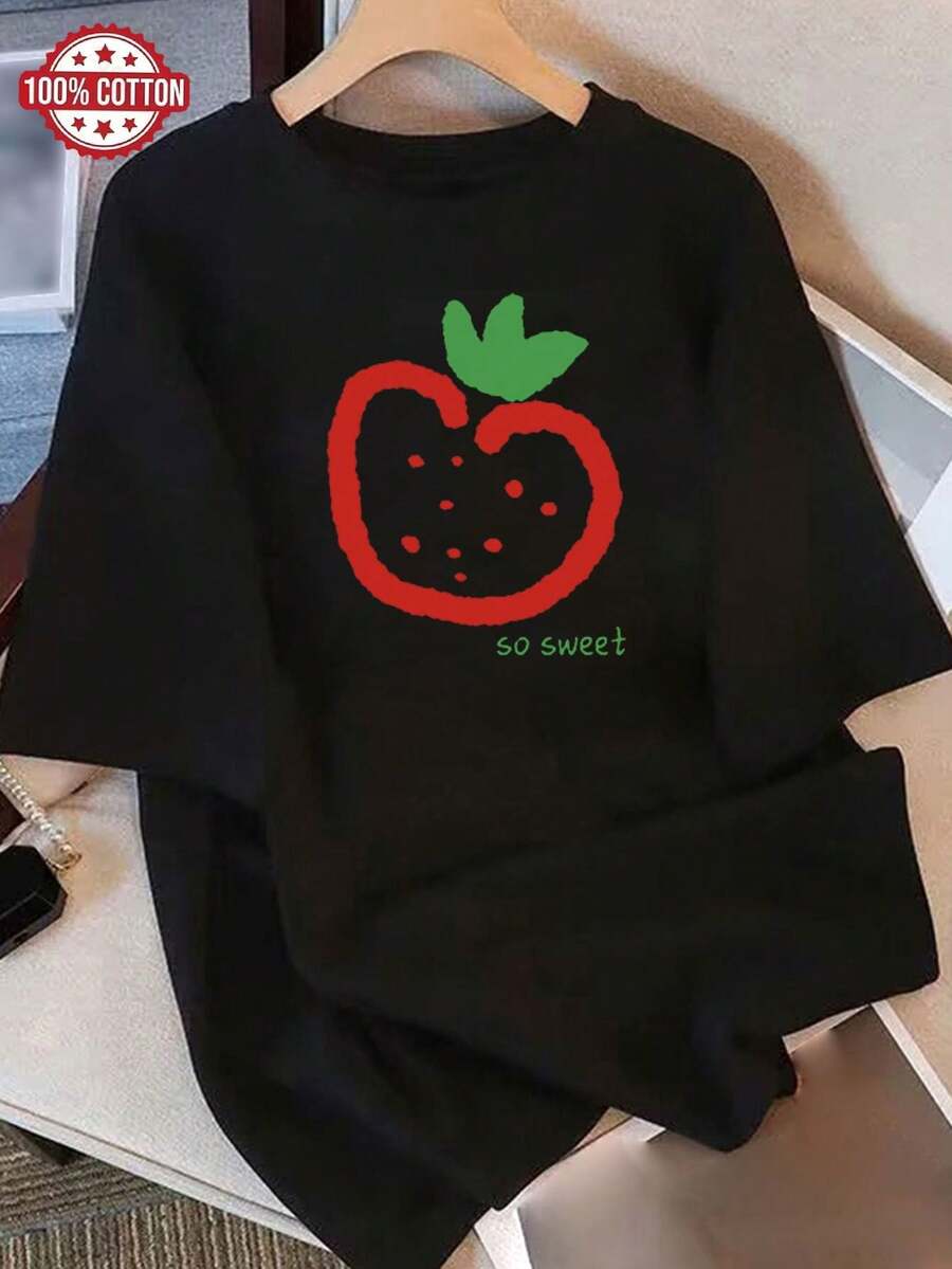Loose-Fitting Cotton T-Shirt With A Round Neck, Personalized And Fashionable For Summer, Versatile, Comfortable And Casual For Women, Youthful And Vibrant For Everyday Use - Unisex Loose-Fitting Cotton T-Shirt With Short Sleeves And A Round Neck In An Urban Vintage Style. - 黑色 - 查看 1