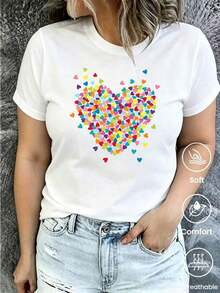 Vintage 180g Made In Mexico, Spring/Summer 2026 Fashion Short Sleeve T-Shirt, Cartoon Print, Couple Style, Underwear/Outerwear, Casual Round Neck For Office, Unisex One Piece Graphic Tee - 白色 - 查看 7