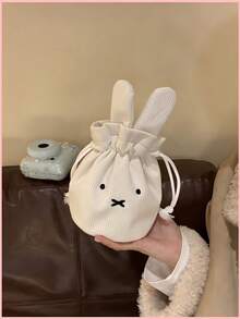 1 pieza Bolsa de cosméticos con cordón de conejo Miffy, bolsa de aseo portátil para viajes ideal como regalo de vacaciones o regreso a la escuela para niñas y amigas - Multicolor - Ver 2