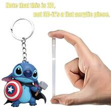 Móc khóa 3D Stitch siêu anh hùng của Disney, với hình ảnh người ngoài hành tinh màu xanh biểu tượng hóa thân thành anh hùng, cầm khiên của Thor và búa của Thor. Được làm từ nhựa bền, nhẹ với móc khóa và dây xích kim loại chắc chắn, phụ kiện vui nhộn này sẽ mang đến nét hoài cổ thú vị cho chìa khóa, túi xách hoặc ba lô của bạn. - Nhiều kiểu dáng - Xem 5