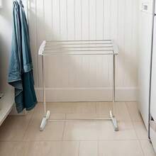 1pc Durable Freestanding Clothes And Towel Drying Rack - Small Floor-Standing Single-Tier Laundry Rack For Balcony And Indoor, Movable Hanging Clothes Rack, Multi-Function Washing Rack For Indoor And Outdoor Use - Multicolor - View 7
