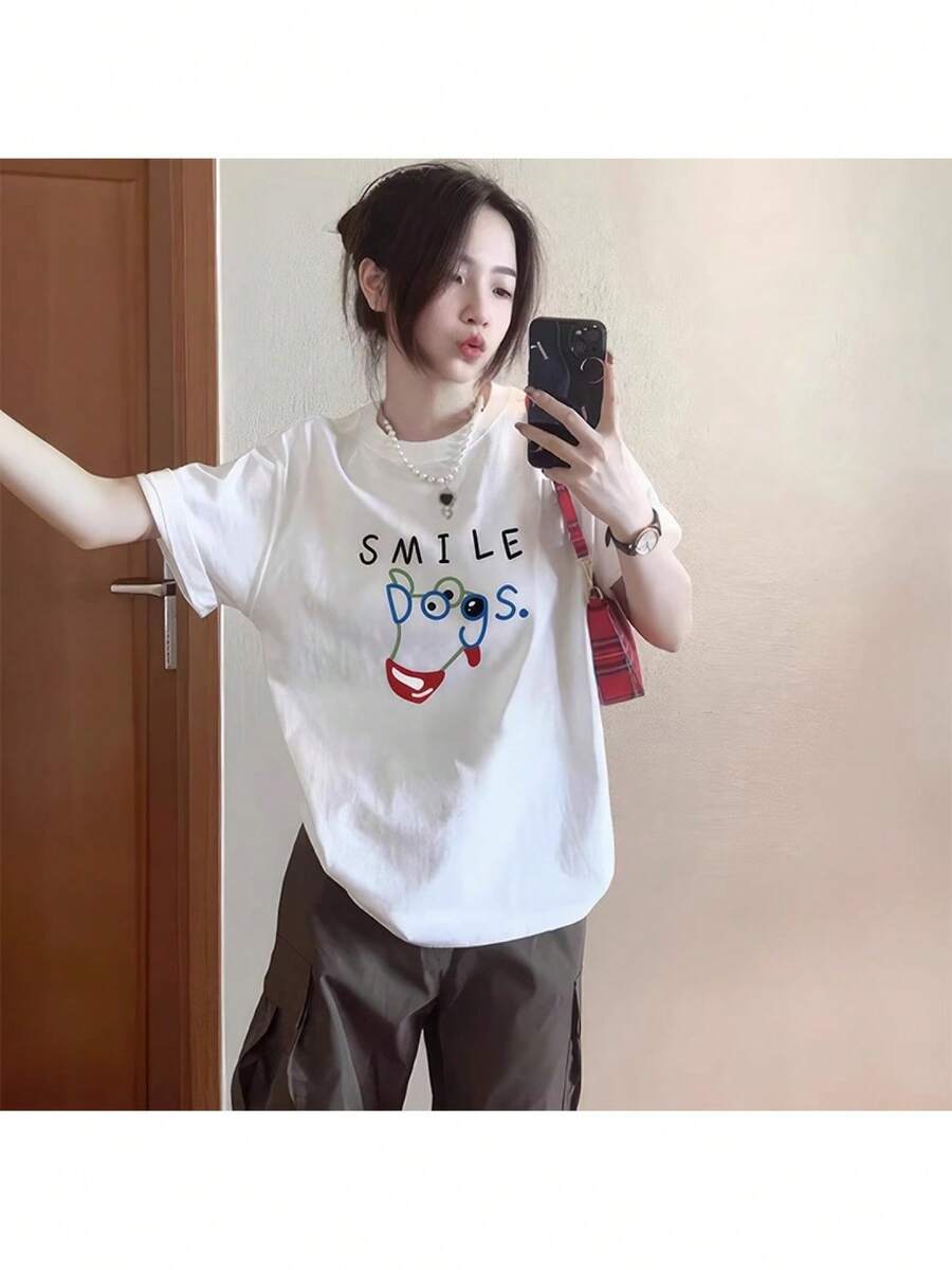 [Alta calidad]Nueva camiseta blanca de manga corta para mujer 2026, de corte holgado, ideal como capa base para el verano, perfecta para usar en capas. - Blanco - Ver 1