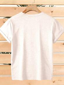 ELYSIAN WEAR 180G Women's T-Shirt Casual Loose Fit Christian Faith Inspired Graphic Print With Yahweh Rafa Elohim Shaddai Jireh Adonai Text For Religious Believers And Spiritually Mindful Women - 杏色 - 查看 3