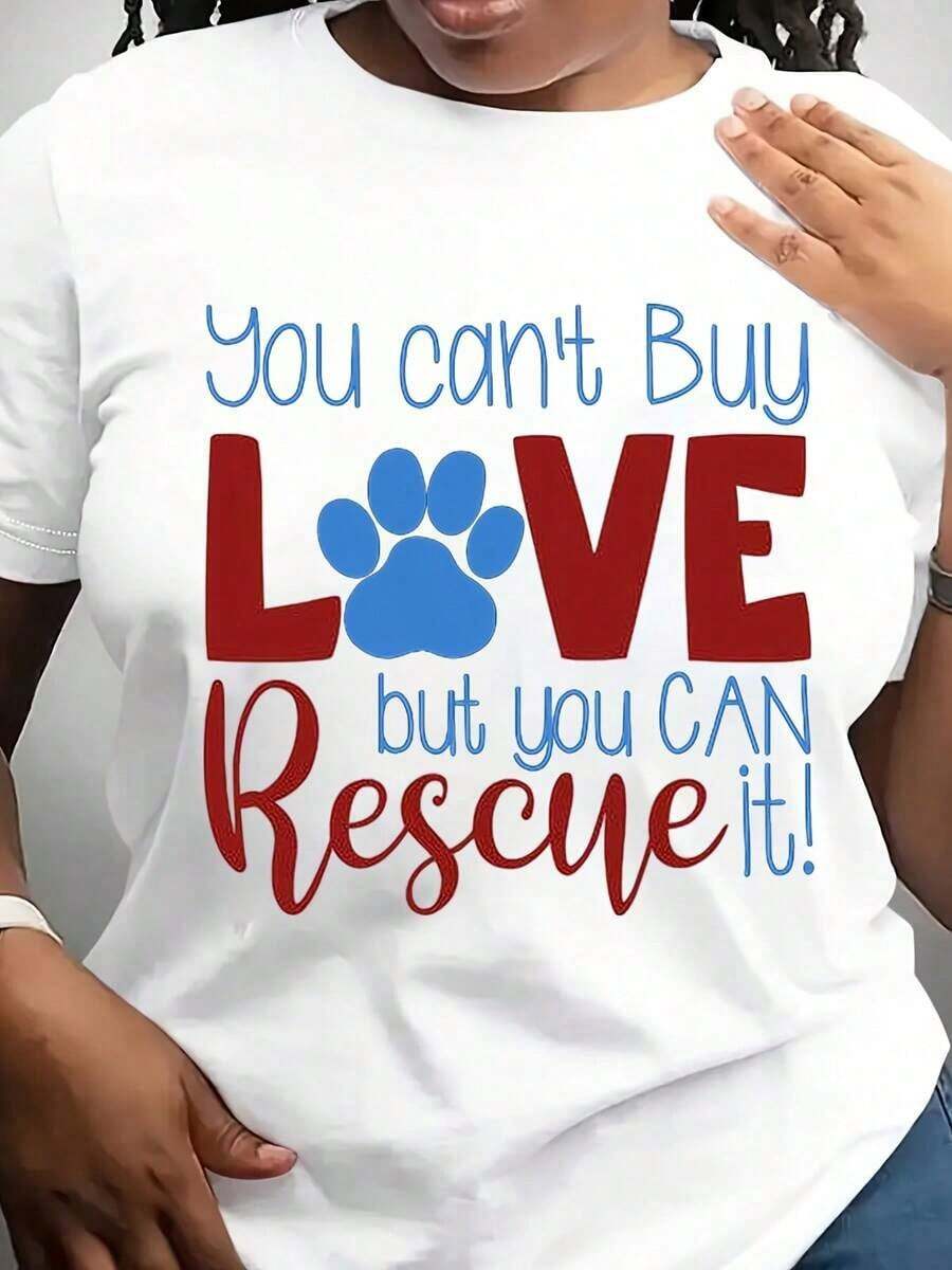 No se puede comprar el amor, pero sí se puede rescatar. Camiseta de rescate de perros, camiseta con huella de pata de perro, camiseta para mamá de perro, camiseta para papá de perro, regalo para amantes de mascotas, camiseta para amantes de animales. - Blanco - Ver 1