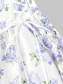 MOD Vestido largo con estampado floral y tirantes con lazo para mujer, ideal para primavera, graduación, vestidos modestos para mujer, vestidos para vacaciones de primavera - Multicolor - Ver 4