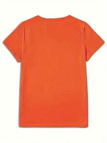 Camiseta de manga corta para hombre con estampado y diseño de cuello redondo, adecuada para el uso diario en primavera y verano. - Naranja - Ver 3