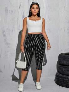 Pantalones capri de verano para mujer de talla grande, 2 piezas de leggings estampados, leggings negros, pantalones capri deportivos para mujer, leggings de mujer, conjunto de 2 piezas de leggings negros, ropa de otoño, atuendos de maestro - Negro - Ver 9