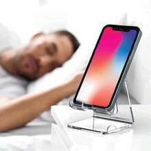 2入組透明壓克力手機支架 | 終極桌面配件-適用於手機和平板電腦，免持追劇必備 - 兩個.透明色 - 查看 5