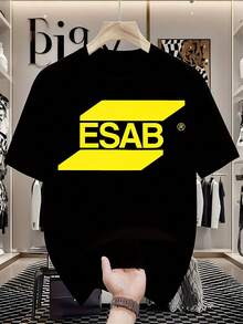 Camiseta de Trabajo ESAB para Soldadura y Corte de Alta Resistencia, Unisex para Hombres y Mujeres, Lavable a Máquina, Cuello Redondo, Camisa Casual Coleccionable, Regalo Perfecto para Soldadores - Negro - Ver 7