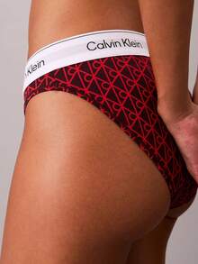 Calvin Klein Icon Cotton Modal Bikini QF8520  Thongs For Women Underwear - Seamless Emblem / Dark Berry - 查看 6