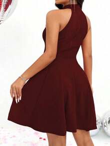 Vestido sin mangas con cuello halter para ropa de Año Nuevo - Burdeos - Ver 2