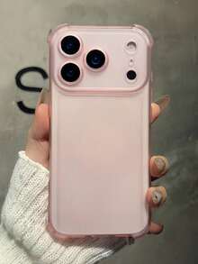 Luxury Pink Screen Protection Semi-Transparent Matte Reinforced Corners Solid Color Skin-Touch Material Shock-Proof Protective Phone Case Compatible With Iphone 17 Pro Max 17 Pro 17 16 15 14 13 12 11 Pro ProMax Plus Anti-Drop Back Cover Spring Birthday Anniversary Gift - Transparent Powder - View 5