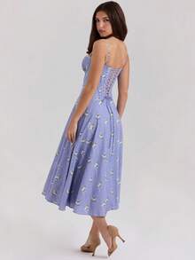 Strapless Printed Dress New Arrival Elegant And Slim Style - Light Blue - View 2
