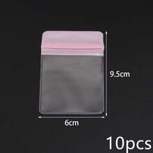 10 piezas/paquete Bolsas colgantes autosellantes de EVA rosa, bolsas de embalaje para joyas de moda minimalistas transparentes y con escarcha de varios tamaños, bolsas de almacenamiento para joyas y cuentas - Bolsa rosa resellable - Ver 10