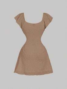Vestido mini minimalista de unicolor para mujer - Marrón - Ver 5