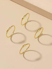 Set de 4 anillos para la nariz básicos, para uso diario - Dorado - Ver 3