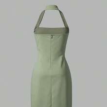 Vestido de verano para mujer, vestido elegante y ajustado de unicolor con cuello halter, atuendos de verano, vestido mini romántico para el Día de San Valentín/fiesta, vacaciones en la playa - verde menta - Ver 7
