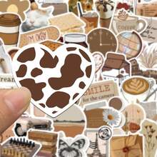 60pcs Brown Aesthetic Retro Stickers, Cute Graffiti Decals For Guitar, Notebook, Water Bottle, Ins Style School Supplies - 1 Set - View 5