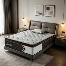 Matelas 90x200 - 28 cm, Mousse à Mémoire de Forme à Ressorts Ensachés Mixte Bleu Latex, 7 Zones de Confort, Durable, Couchage Indépendant - Blanc - Voir 2