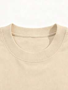 High-End Summer T-Shirt For Women, Casual White Knit Short Sleeve T-Shirt With Round Neck And Drop Shoulders For Summer Comfort - 杏色 - 查看 4
