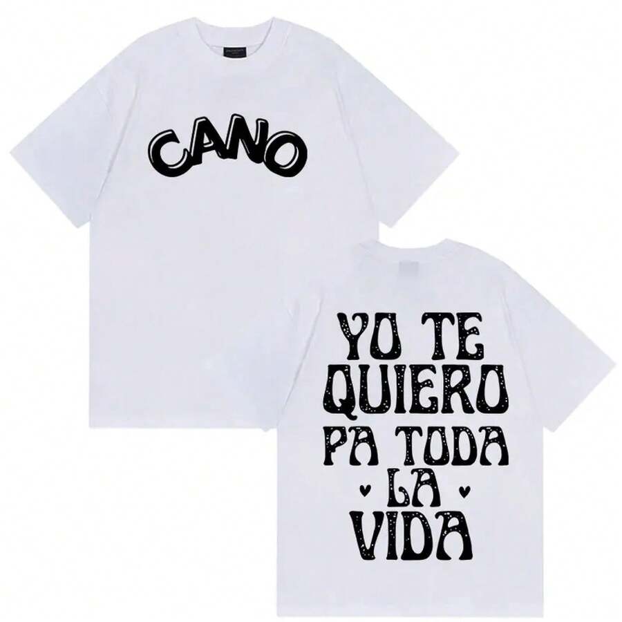 Camisetas de merchandising de la gira "Yo Te Quiero Pa Toda La Vida" de Cano Triana para hombres y mujeres, de moda Harajuku, de algodón de alta calidad, tops de verano - Blanco - Ver 1