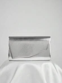 REMANLAND Luxury Elegant Solid Color New Women's Clutch Bag, Charming Fashion Flap Party Evening Bag, Perfect Wallet Design, Built-In Hidden Card Slot Compartment, Detachable Metal Chain Shoulder Strap, Suitable For Party, Evening, Gathering, Wedding And Other Occasions. - Silver - View 8