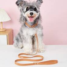 Um acessório simples e elegante em PU para cães e gatos de estimação, adequado para animais de pequeno porte, ideal para passeios ao ar livre (não adequado para cães de grande porte). - Castanho - Ver 3