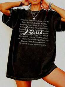 Camiseta cristiana de manga corta informal para mujer, ideal para vacaciones de verano, camiseta de Jesús, camiseta inspiradora, ropa cristiana, ropa urbana cristiana, camiseta gráfica inspirada en la fe. Camisetas gráficas divertidas para hombre y mujer, cuello redondo, camisetas casuales holgadas. Camisetas casuales de manga corta para hombre y mujer. - Negro - Ver 10
