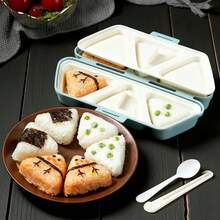 6-In-1 Onigiri Mold Set, Triangle Sushi Rice Ball Maker, PP Non-Stick Mold For Bento And Picnics, Portable (Blue) - View 3