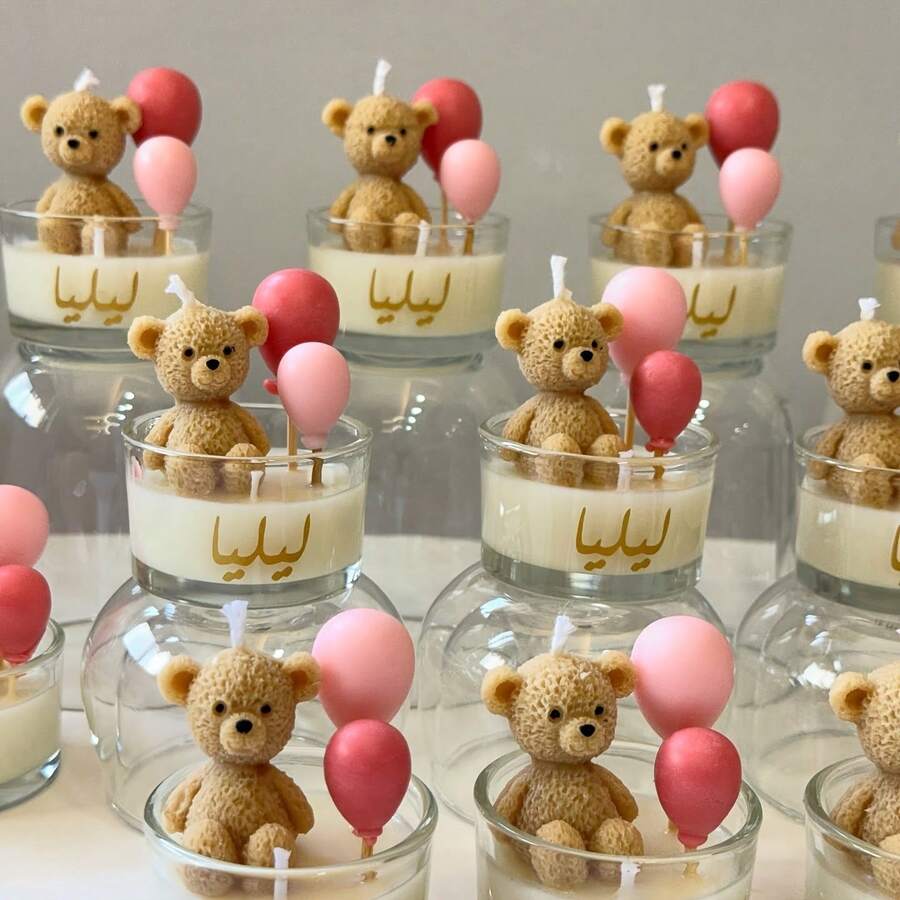 3pcs Resin Silicone Round Balloon And 3D Bear Silicone Mold Set, Candle Balloon And Bear Decorative Mold, Candle Add-On Mold, Decorative Craft Making Additive, For Concrete Making - Multicolor - View 1