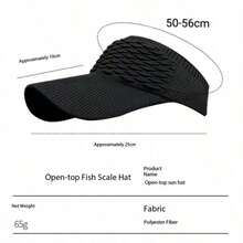 1 pieza Sombrero de sol negro transpirable y hueco, gorra de visera tejida para deportes al aire libre en primavera y verano - Multicolor - Ver 5