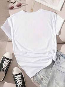 100% Cotton T-Shirt With "God Is Happy" Print - 白色 - 查看 2