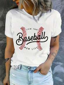 Camiseta de Moda para Mujer Talla, 2026 Tops para Mujer Baseball Mom Life, Camiseta de Mezcla Suave, Cuello Redondo Casual, Manga Corta con Estampado de Béisbol Elegante, Lavable aáquina para Primavera y Verano,% Algodón, Holgada y Cómoda, Tops de Verano - Estilo Urbano Vintage, Camiseta Unisex de Algodón Holgada de Manga Corta con Cuello Redondo. - Blanco - Ver 1