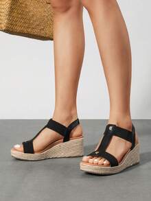 Women's Wedges Sandals - Classic Comfort - Black - View 4