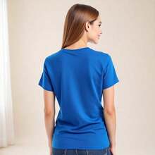 Free Shipping, Local Delivery In Mexico. Delivery In 4 Days. Women's Graphic T-Shirt, Casual Printed T-Shirts With Heart, Butterfly, Feather, Flower, Floral Style, Sparkly, Shiny, Shiny, For Daily Wear, Night Out, Valentine's Day, For Lovers, Soft Material, Loose Fit, Crew Neck, Short Sleeve - 皇家藍 - 查看 4