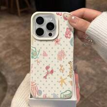 1pc TPU Material Playful Vacation Element Polka Dot Patchwork Pattern Phone Case, Compatible With Apple 17 Pro Max/17/16 Pro Max/15/13/12/11, S20 FE/A15/S24/A55, Note 11/Note 12/Note 13 Pro, Full-Body Shockproof Soft Protective Cover - White - View 3