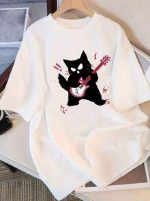 Camiseta Casual de Manga Corta para Mujer, Cuello Redondo Suelto y Cómoda, Ropa Versátil y Vital para el Verano 2025 - [Blanco] - Ver 7