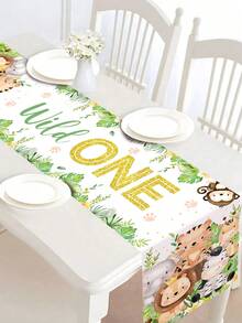 1pc Forest Animal Pattern Table Runner, Animal Pattern Tablecloth, Animal Theme Party Table Runner, Animal Lover Desktop Decor, Birthday Party Decoration, Kitchen Dining Table Decor, Gender Reveal Party Tablecloth, Baby Shower Party Supplies, Home Decor, Kitchen Accessories, Room Decoration, Party Favors - Animal - View 12